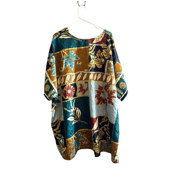 Naqui New York Womens 3XL Floral Patchwork Caftan Top V-Neck Elegant Boho Style - Picture 2 of 7